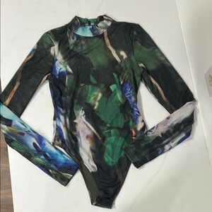 By.Dylan Multicolor Long Sleeve Mesh Bodysuit